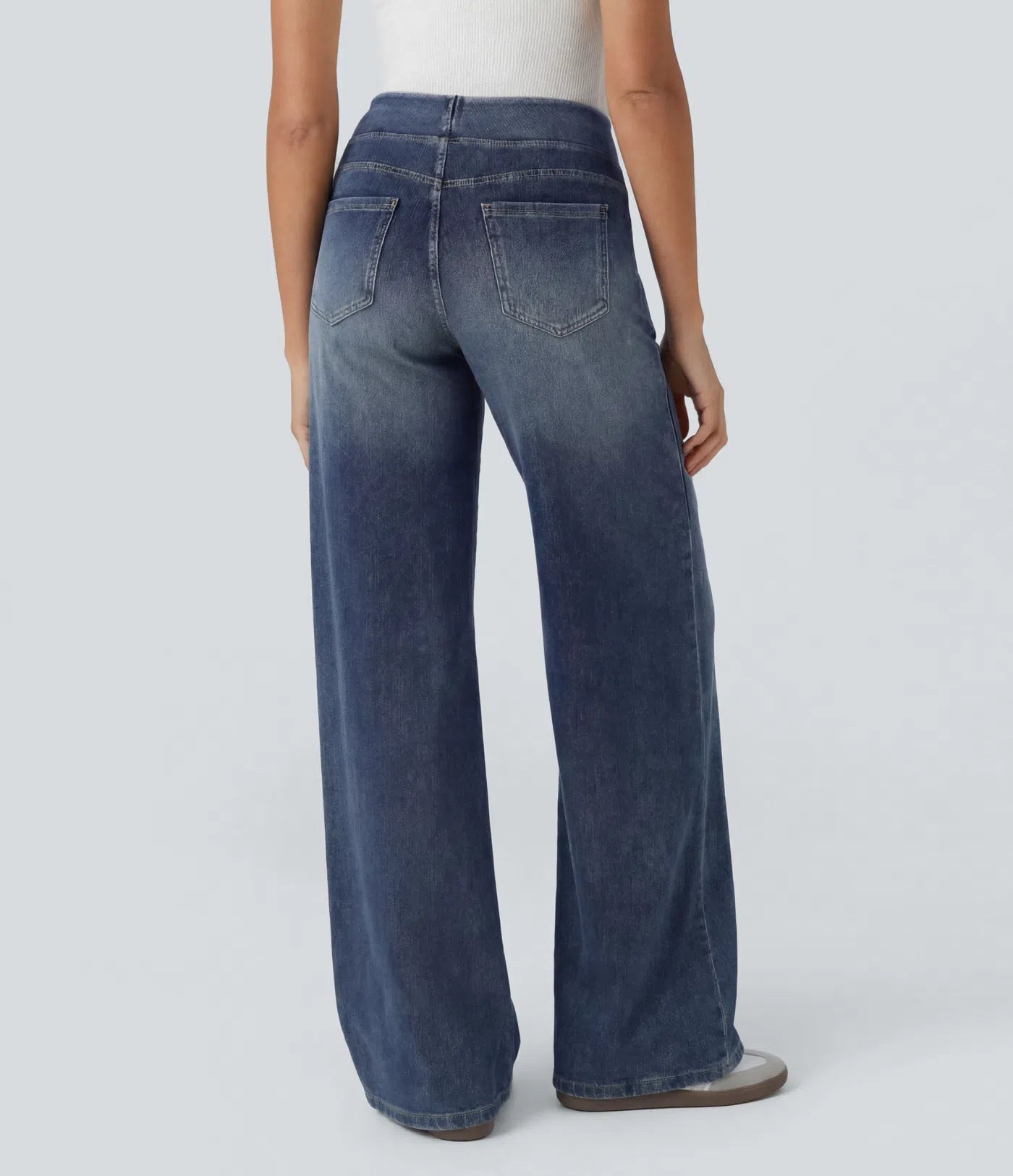 Mendaaro High Waisted Pockets Baggy Wide Leg Washed Casual Jeans